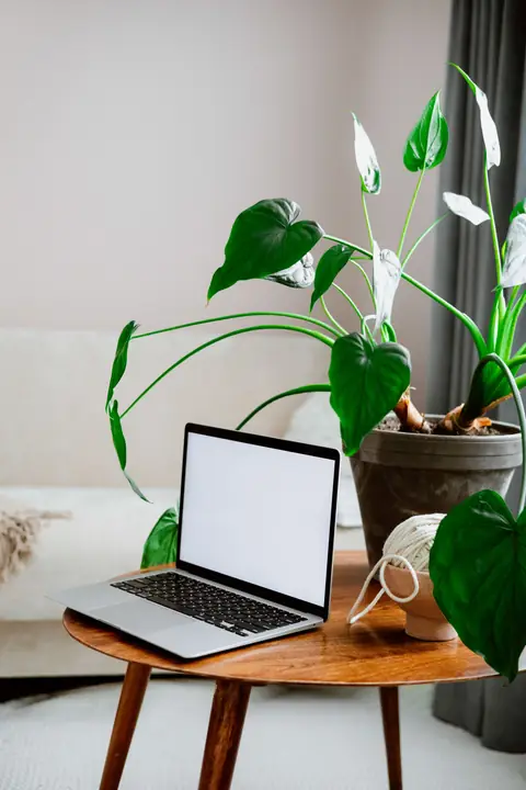 A laptop in a quiet space at home