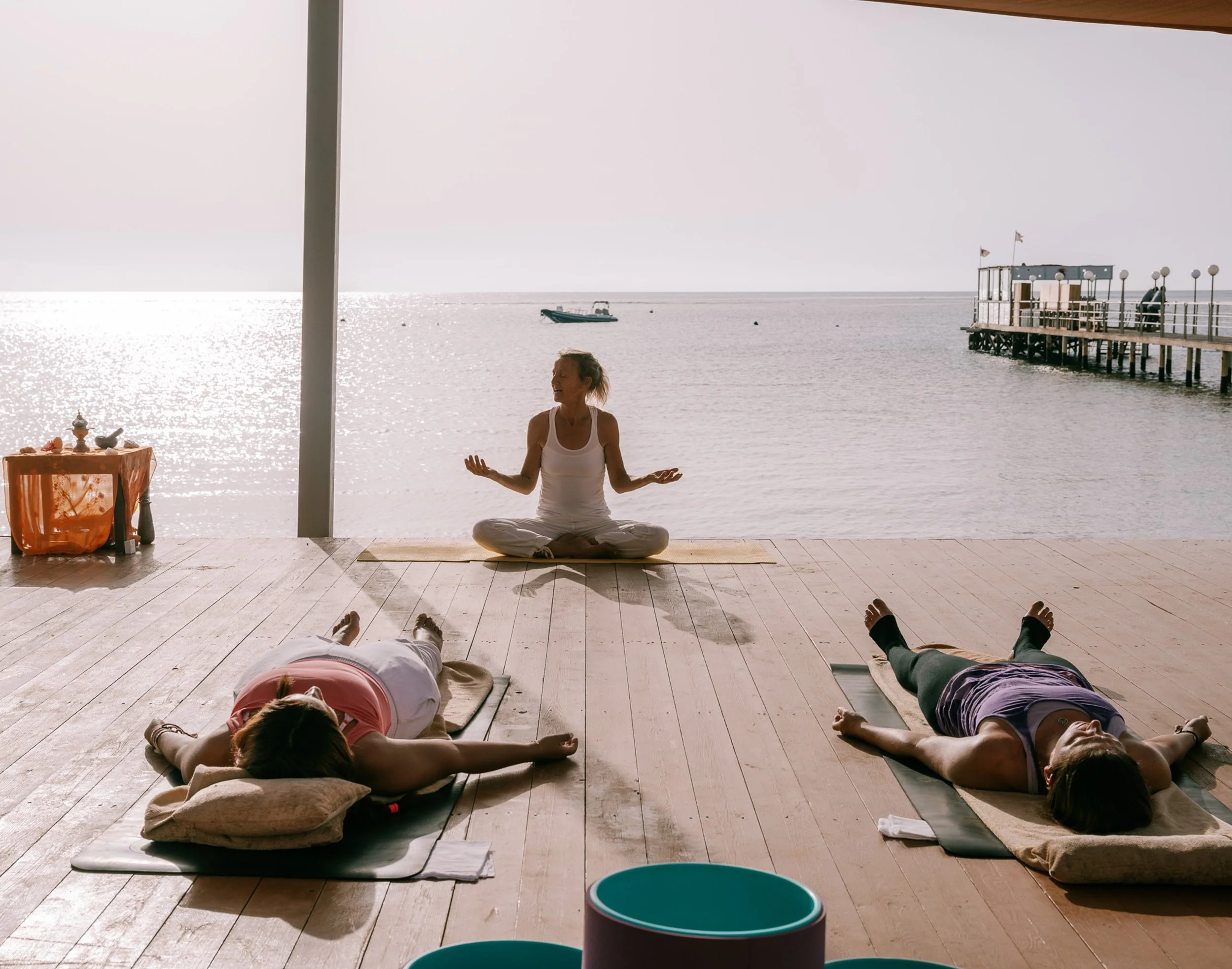 Yoga facing the Red Sea during a UNITY retreat