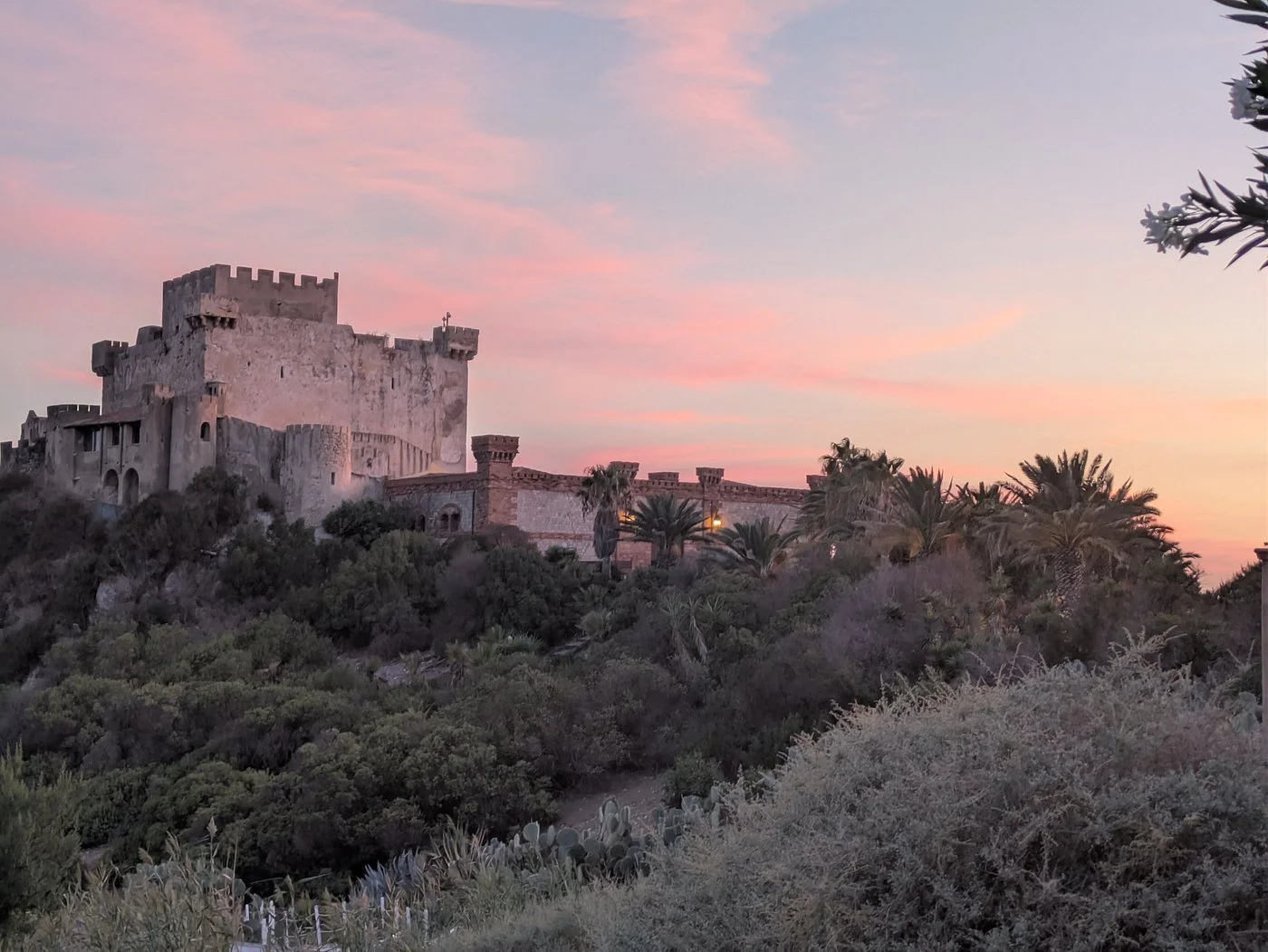 Falconara castle in Sicily at sunset